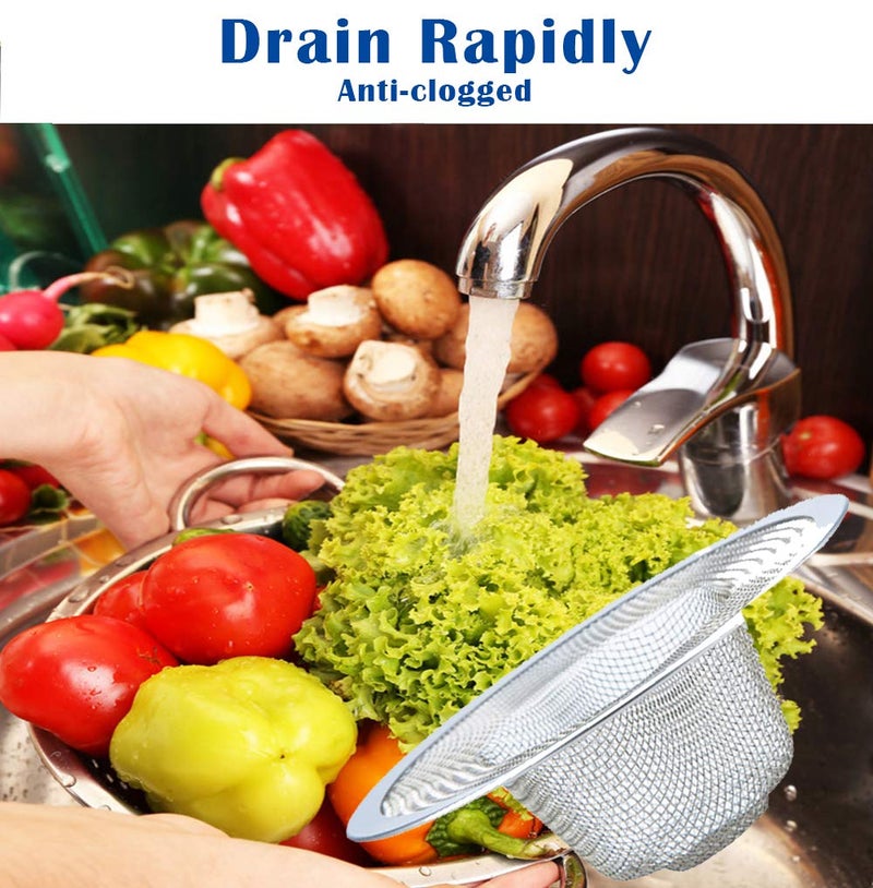 BESSEEK 2 Pcs Heavy Duty Stainless Steel Slop Basket Filter Trap, 4.41" Top / 2.44" Mesh Metal Sink Strainer, Perfect for Kitchen Sink/Bathroom Bathtub RV Wash Basin Floor Drain Balcony Drain Hole - Image 3